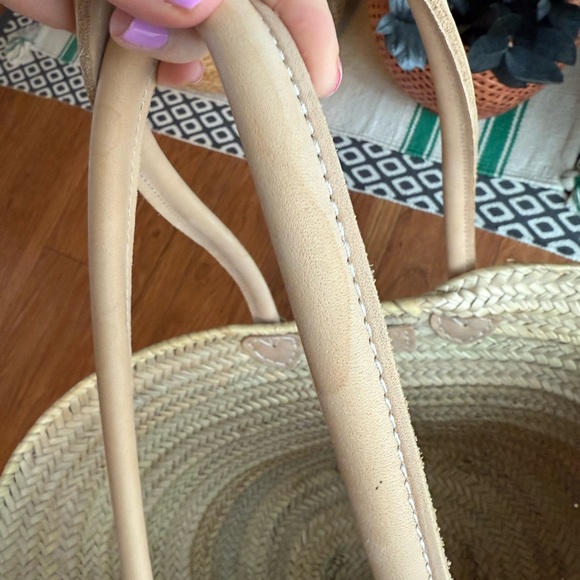 Extra Large Straw Woven Market Tote Bag - Socco Designs Morocco Tan Light Brown - Picture 7 of 12